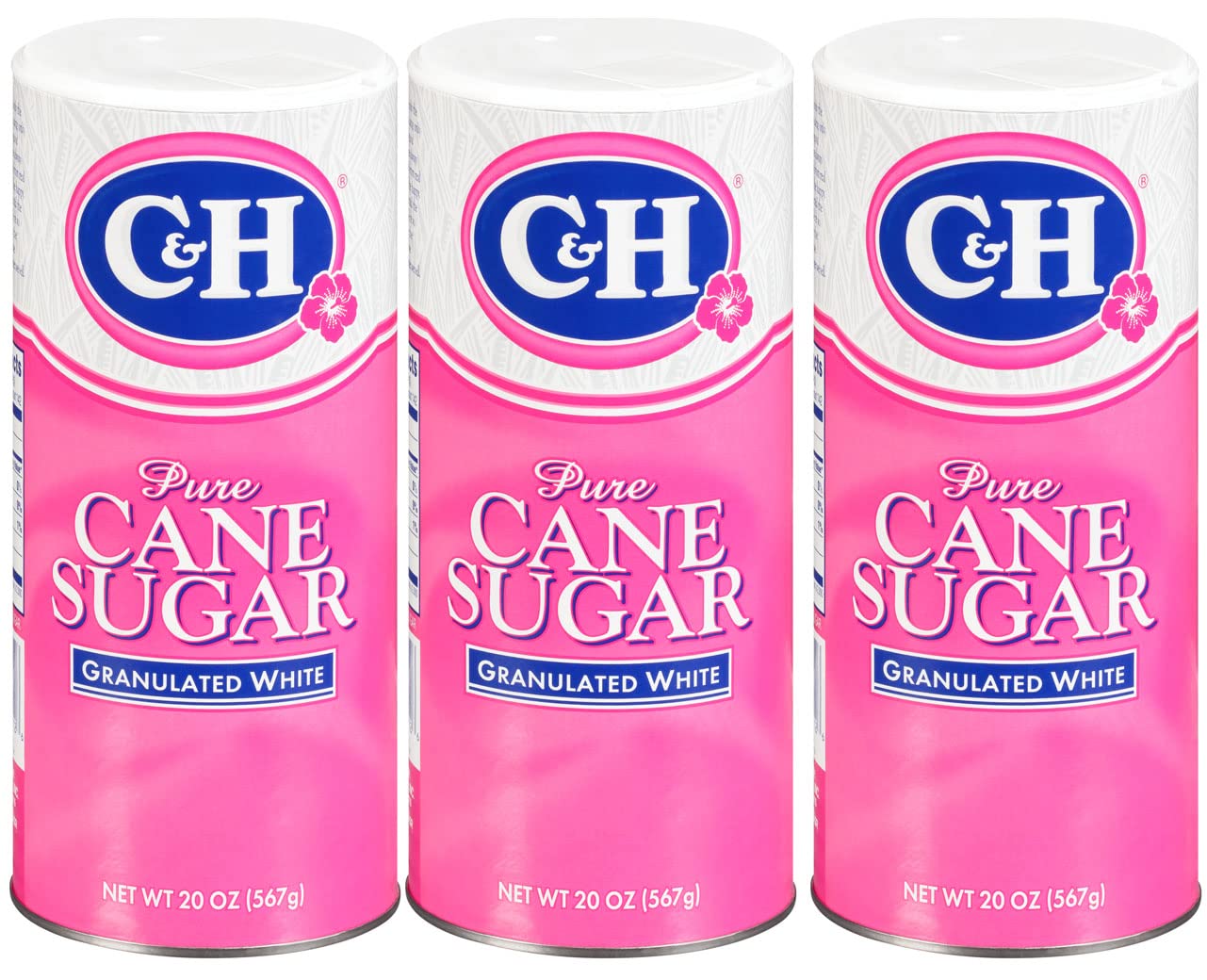 C&H Granulated Sugar canister with easy-pour spout for mess-free serving.