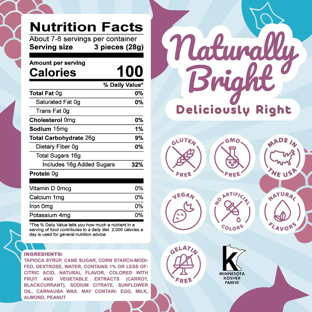 Candifi BerryFish fish-shaped gummies close-up, playful shape for kids.