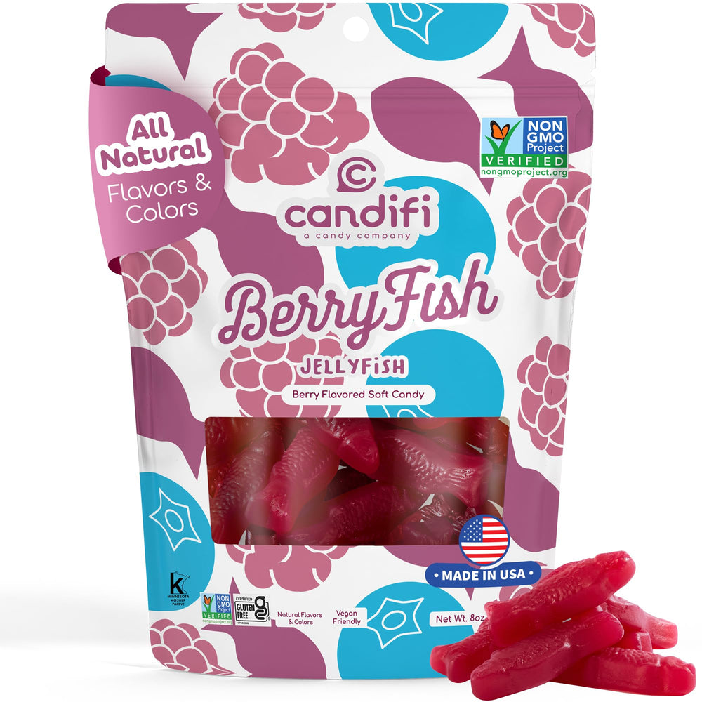Candifi BerryFish snacks in lunchbox or on-the-go for convenient treats.