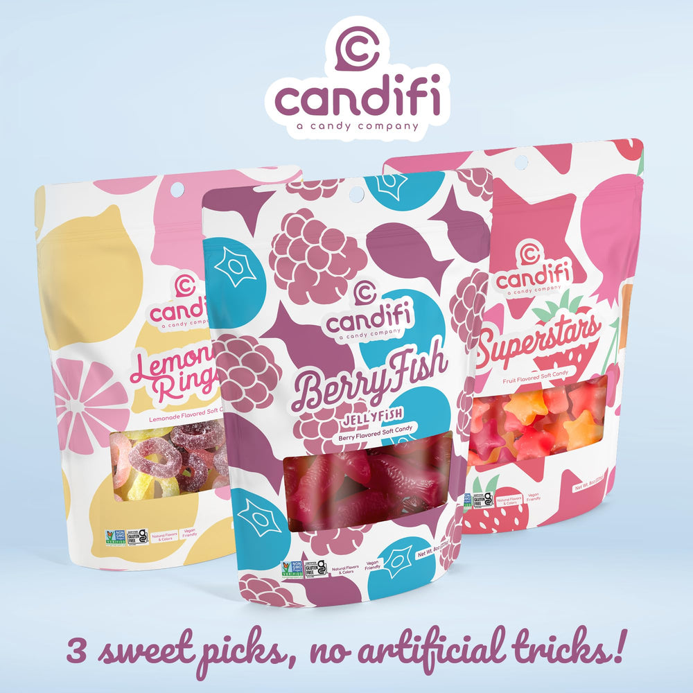 Candifi BerryFish kosher-certified gummies for inclusive snacking.