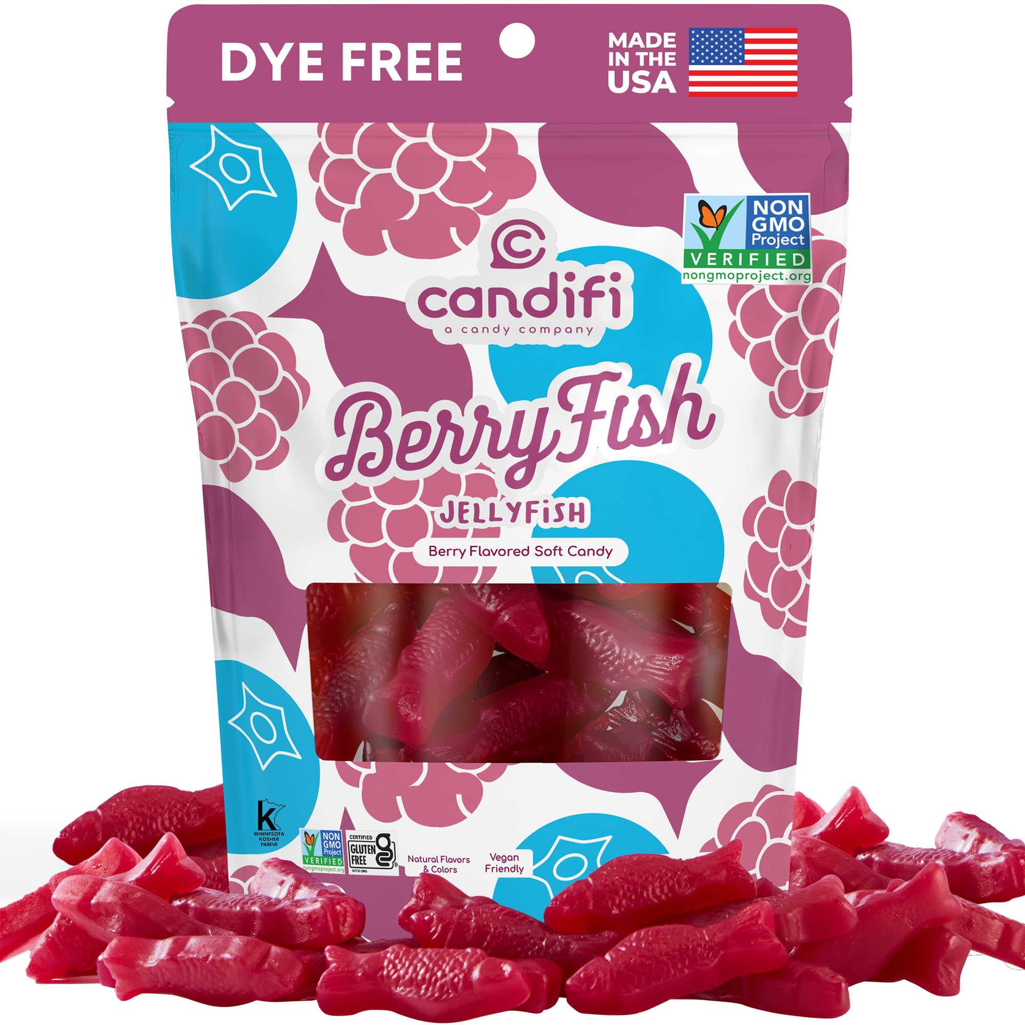 Candifi BerryFish gummies pack-shot in resealable pouch for freshness.
