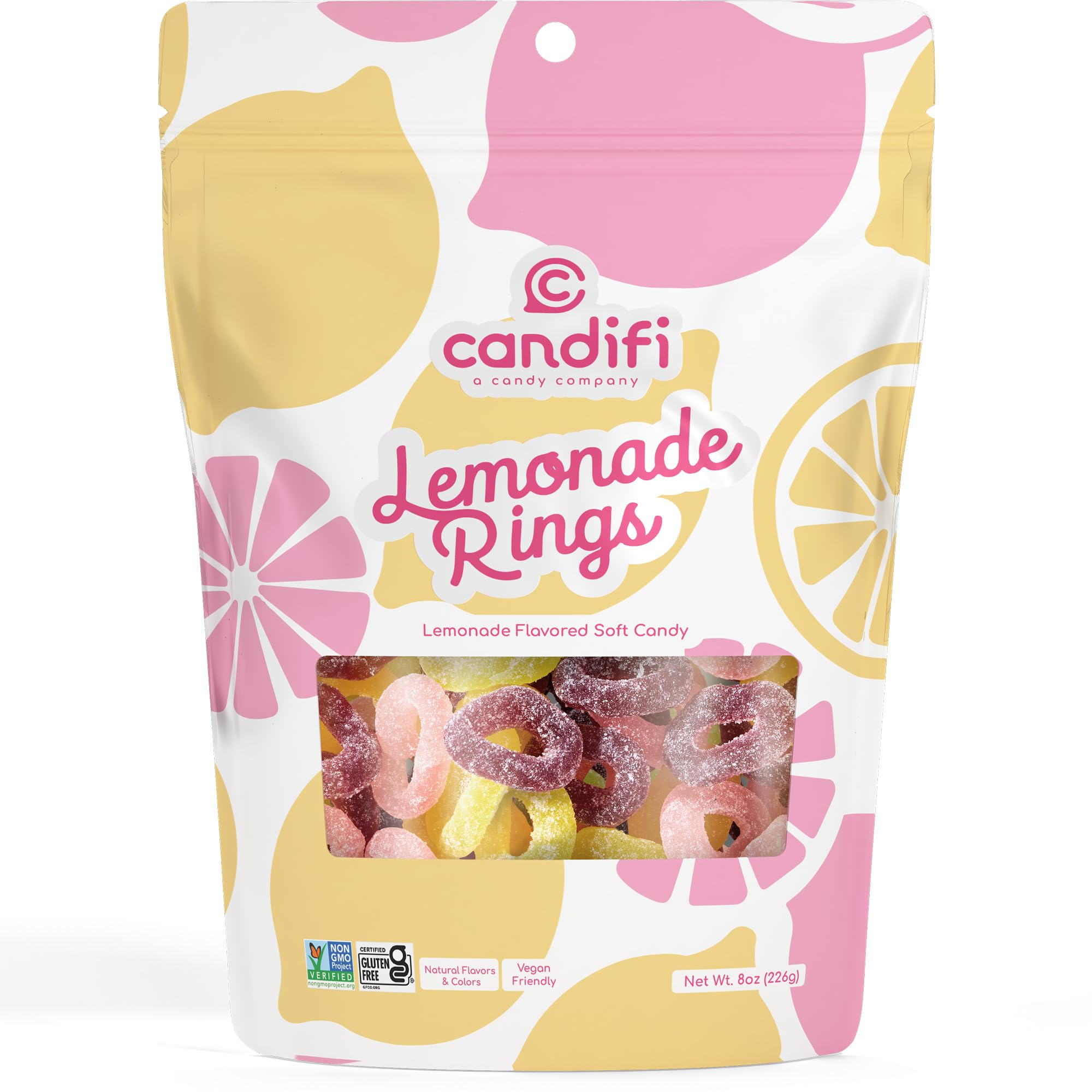 Candifi Lemonade Rings offer a soft, chewy texture for satisfying snacking.