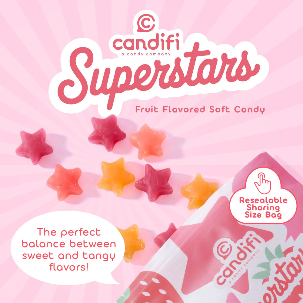 Assorted fruit-flavor stars: strawberry, tangerine, cherry, pomegranate