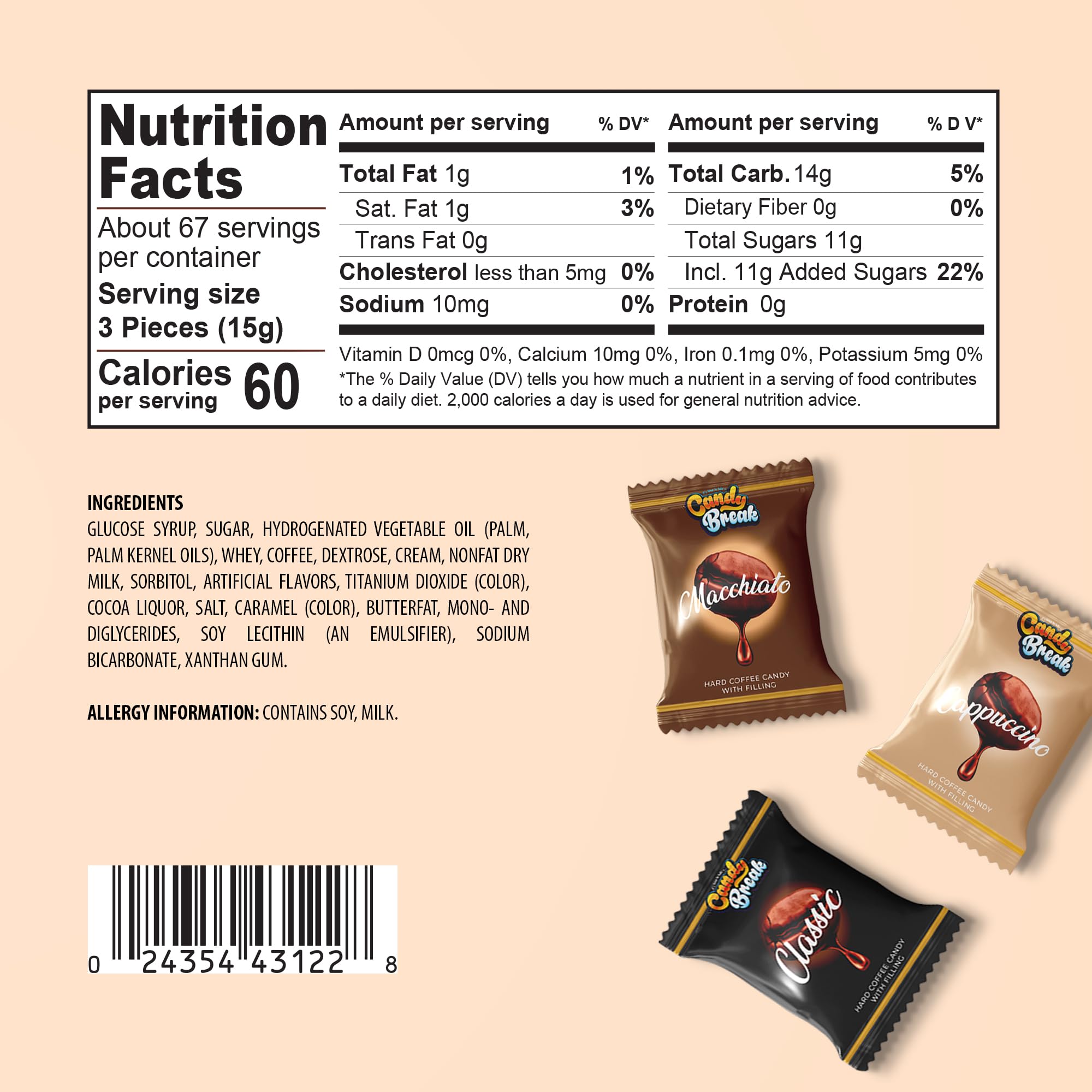 Candy Break Coffee Drops espresso candy delivers a bold energizing daytime treat