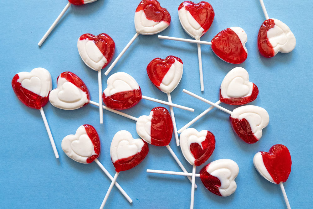 Candy Creek Heart Lollipop red and white design for festive occasions