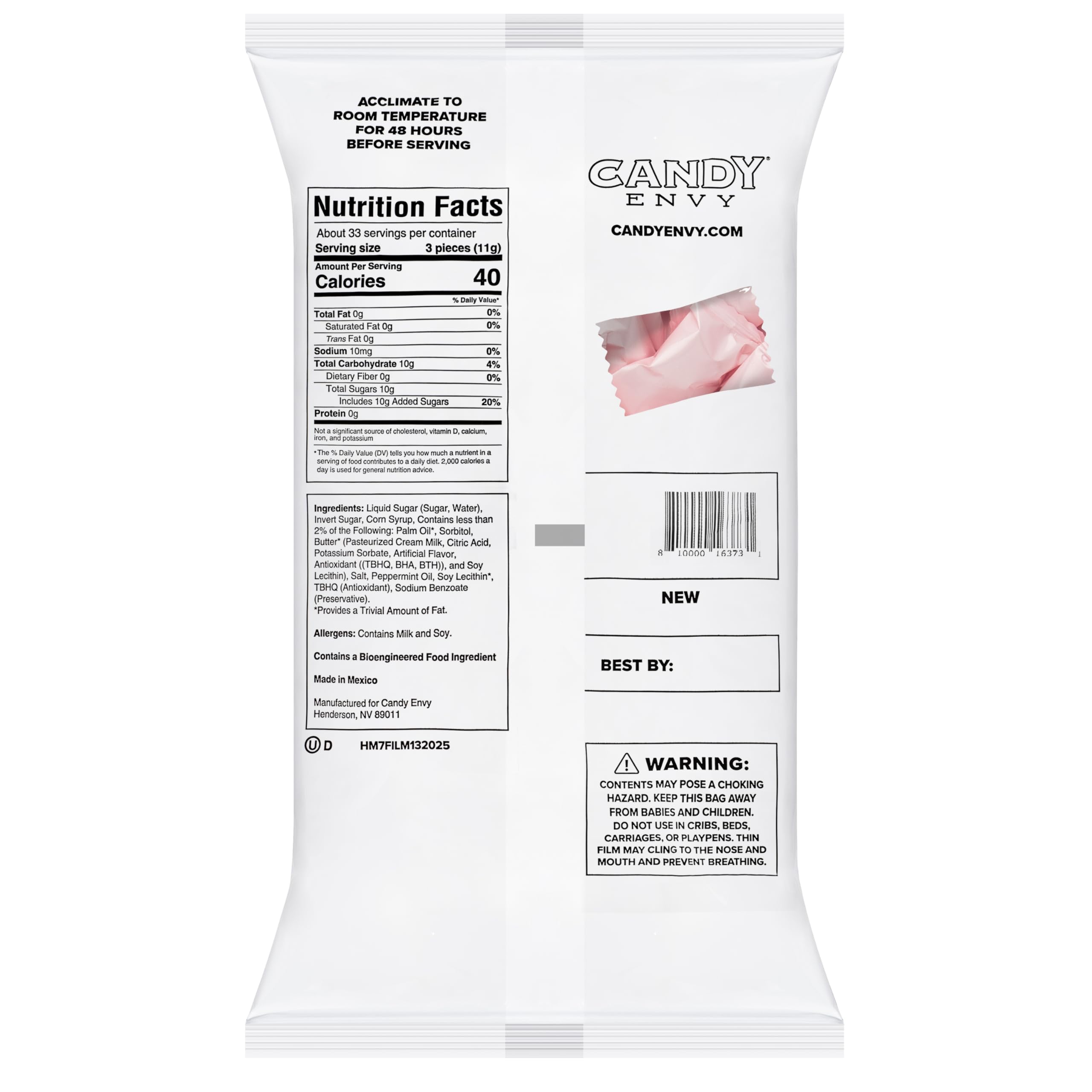 Candy Envy 100 mints inside 13oz bag ready for gifting and sharing.
