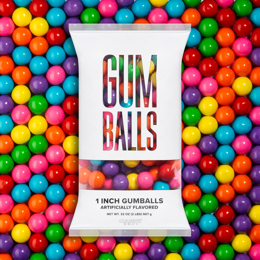 Candy Envy assorted gumballs in bulk bag show vibrant colors for party favors.