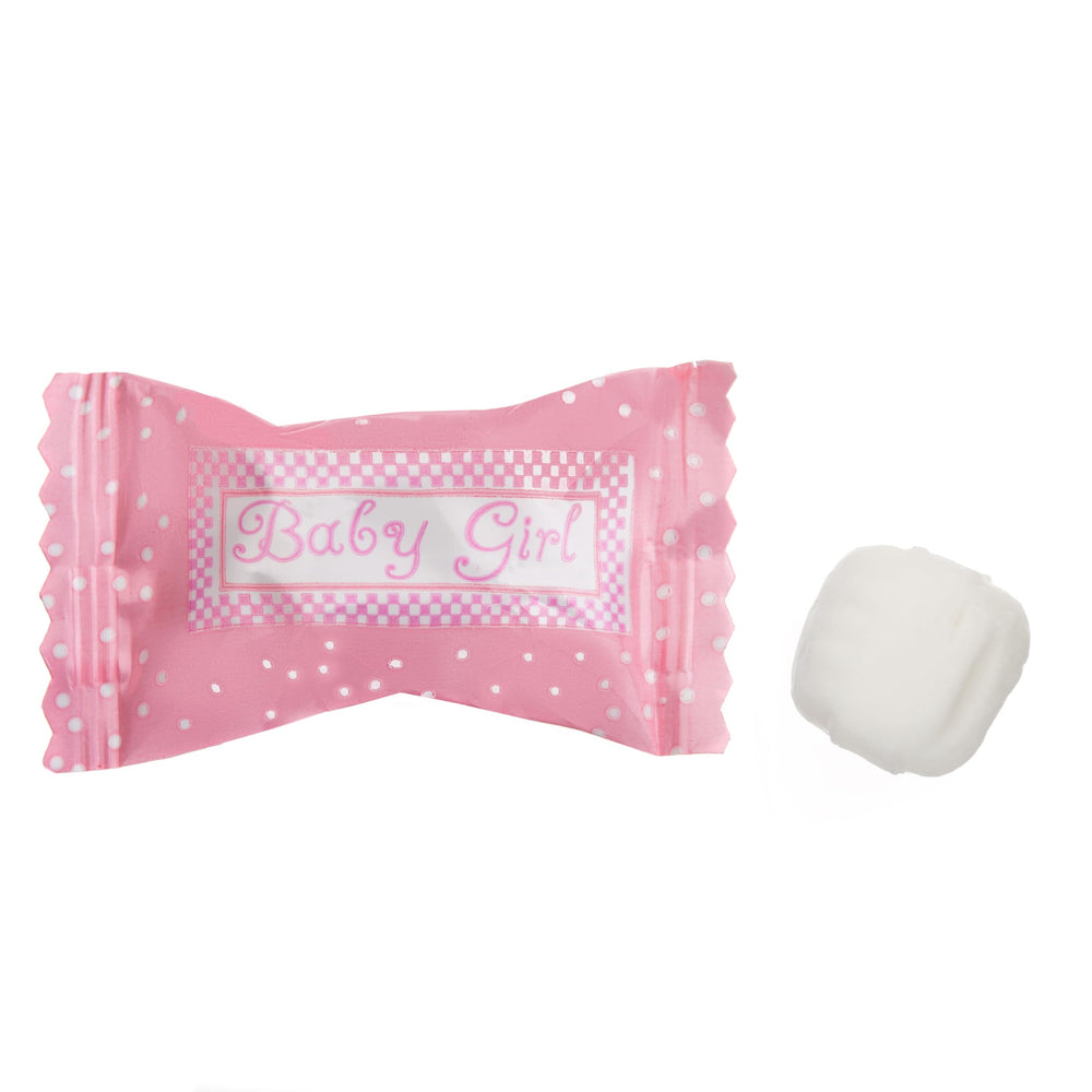 Closeup of Candy Envy packaging for Baby Girl Buttermints showing premium presentation
