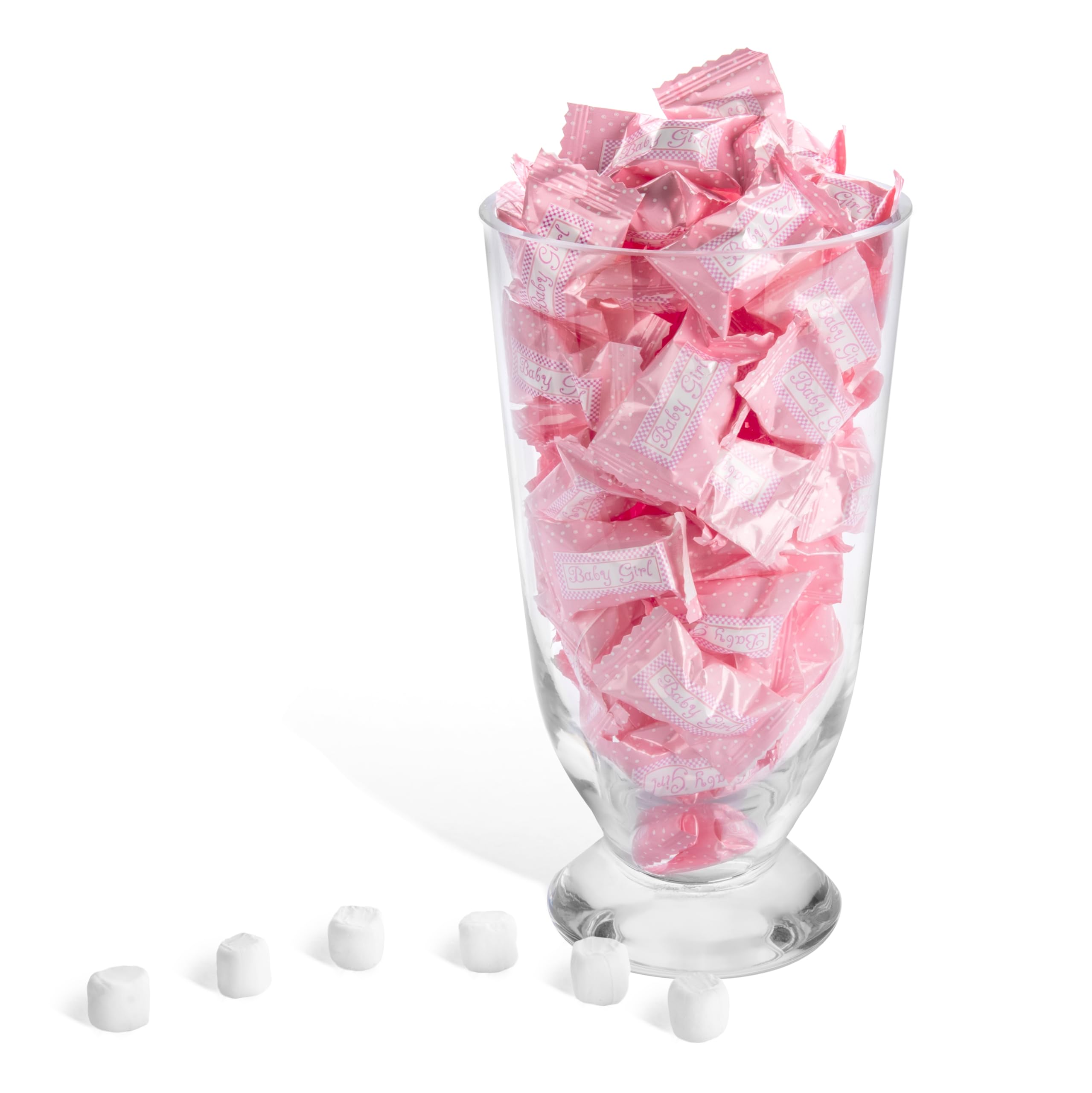 Candy Envy Baby Girl Buttermints on a white plate for an elegant dessert table