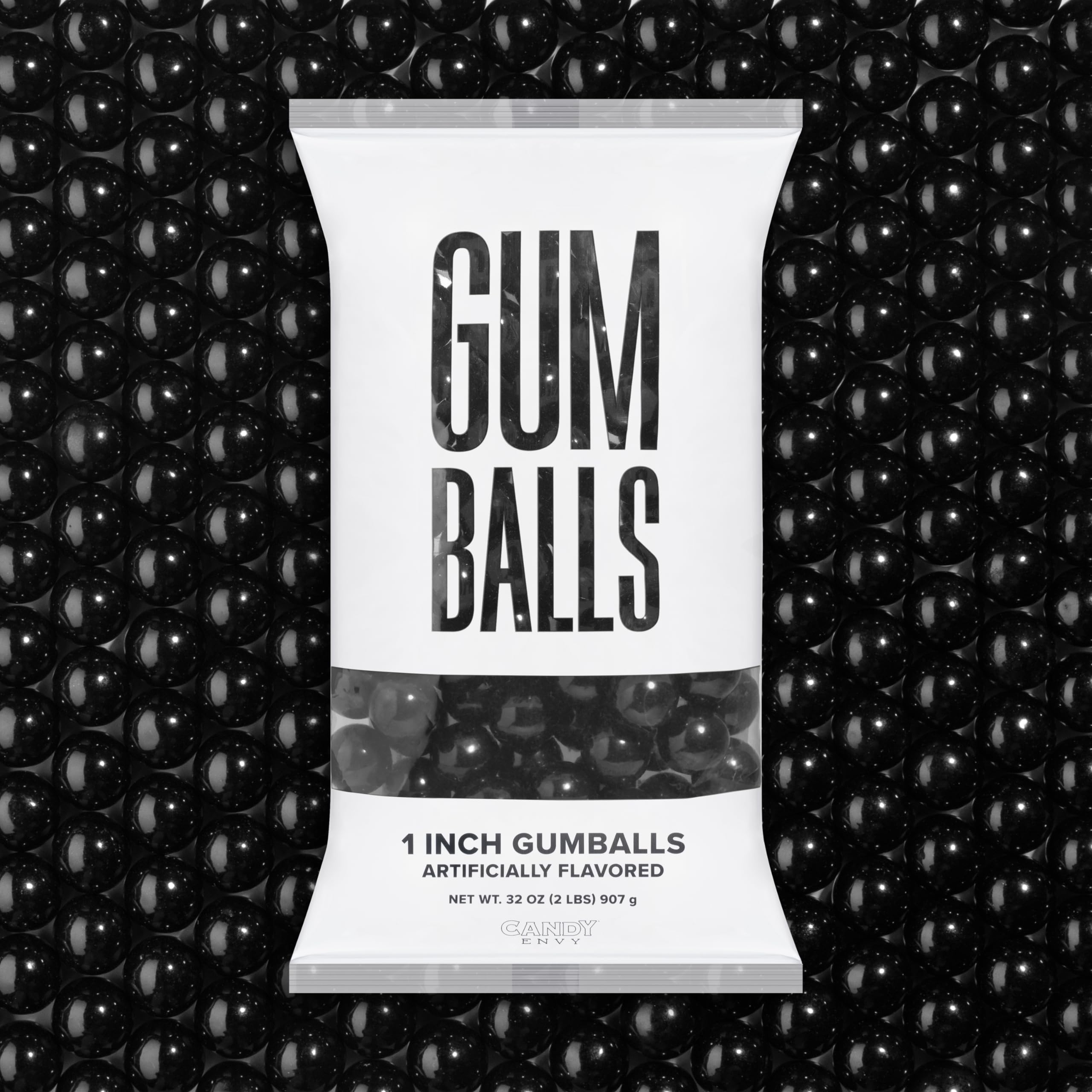 Candy Envy black gumballs 1-inch bulk bag for convenient snacking