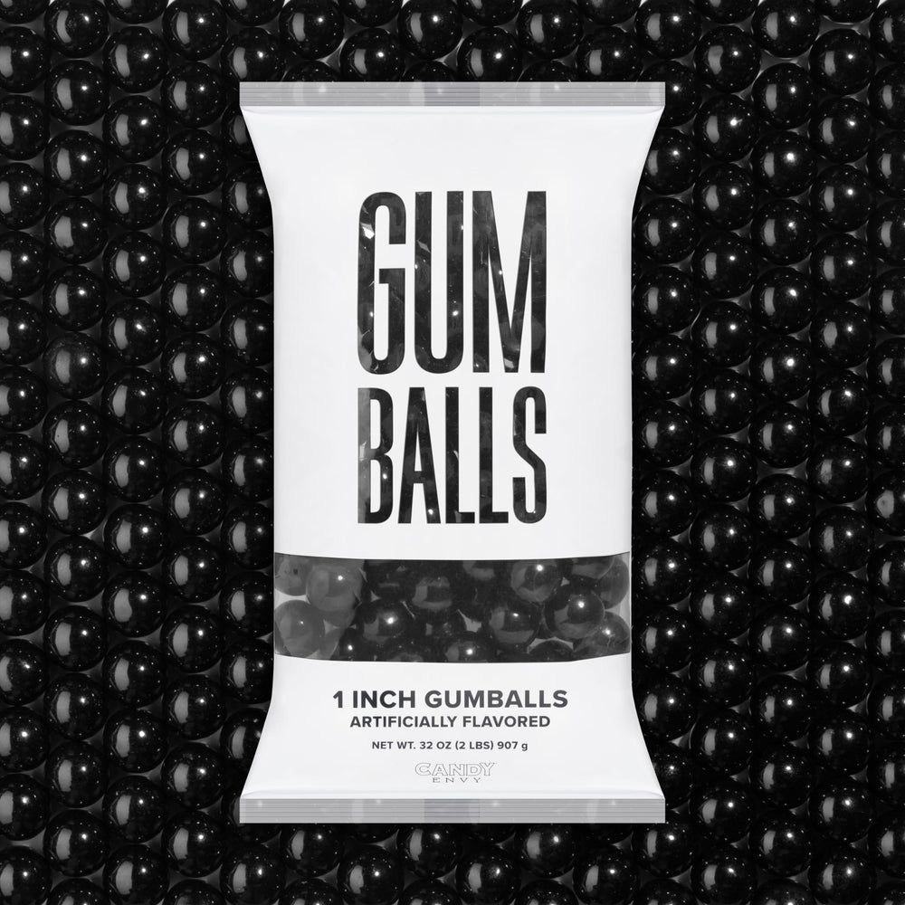 Candy Envy black gumballs 1-inch bulk bag for convenient snacking