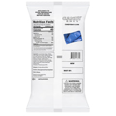 Candy Envy blue-wrapped buttermints pack shot highlights blue foil wrappers