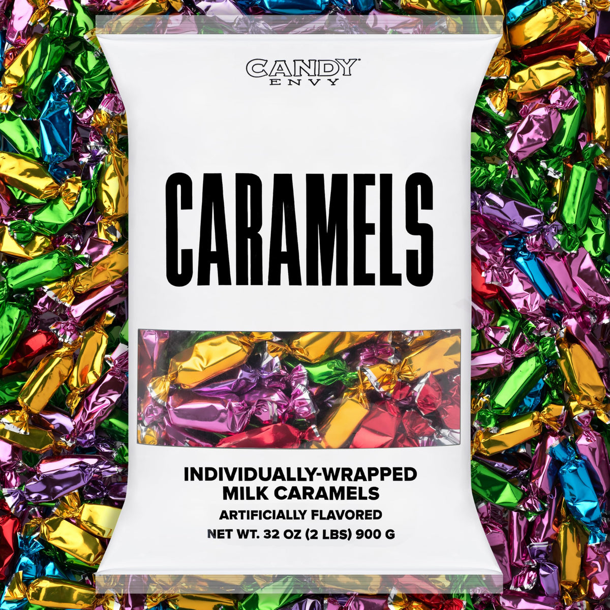 Candy Envy colorful wrappers showcase soft caramels for a festive, shareable treat.