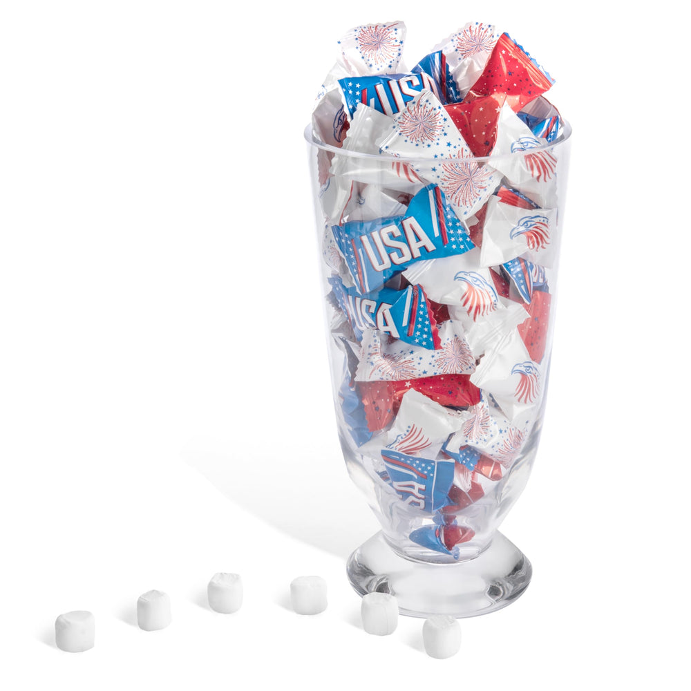 Candy Envy flag-themed wrapper packaging adds festive appeal to desserts.