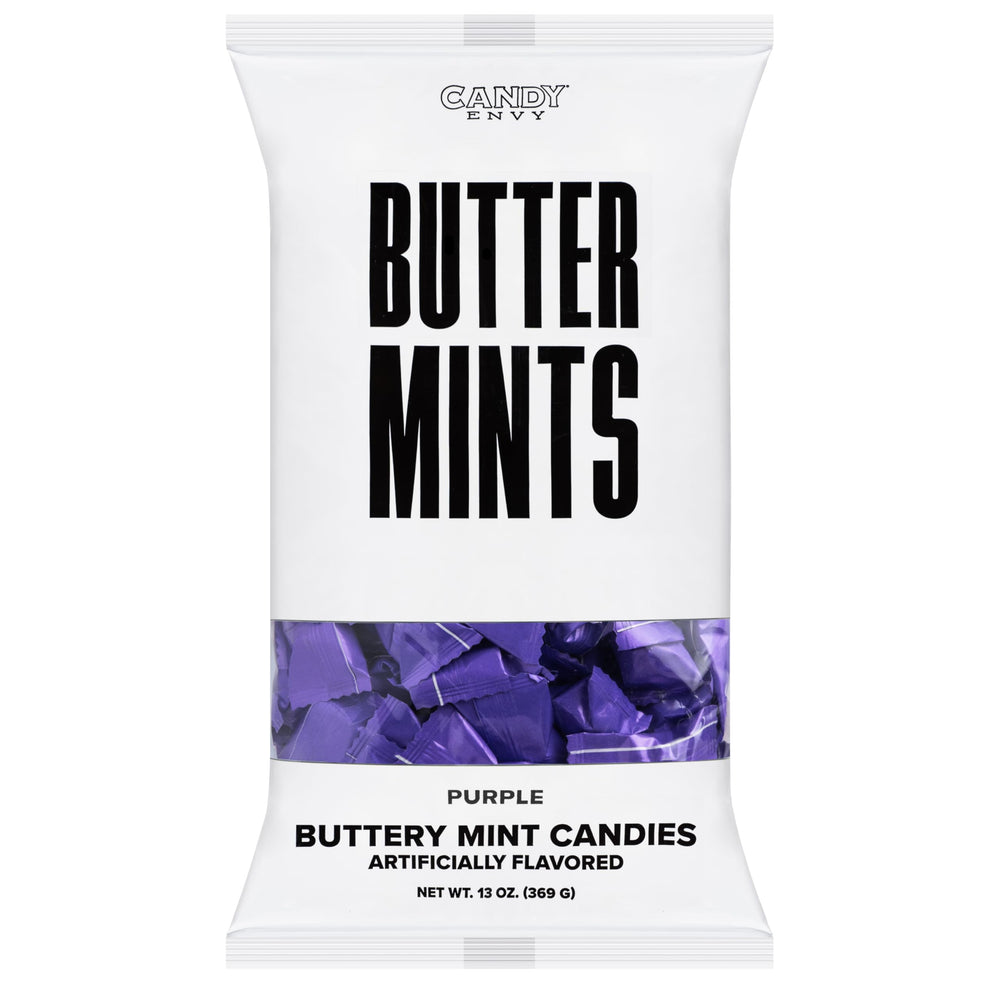 Candy Envy gift pack with purple-wrapped mints, great for thoughtful party favors.