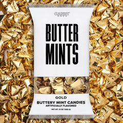 Candy Envy gold foil wrapped buttermints in 13 oz bag for elegant tastings.