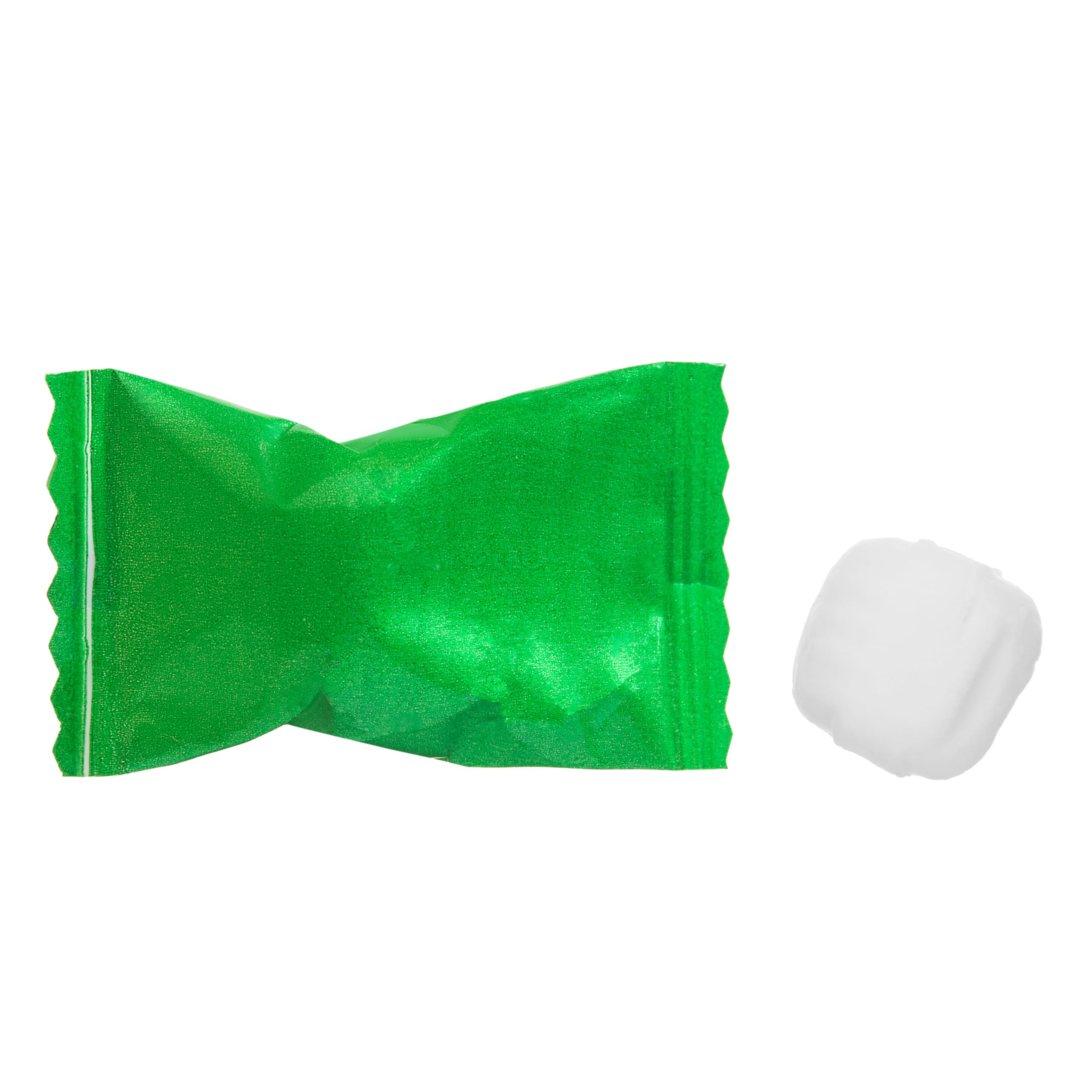 Individually wrapped Candy Envy buttermints with green wrappers for easy sharing