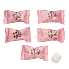 Its A Girl wrapper design adds festive charm to gender reveal party favors.
