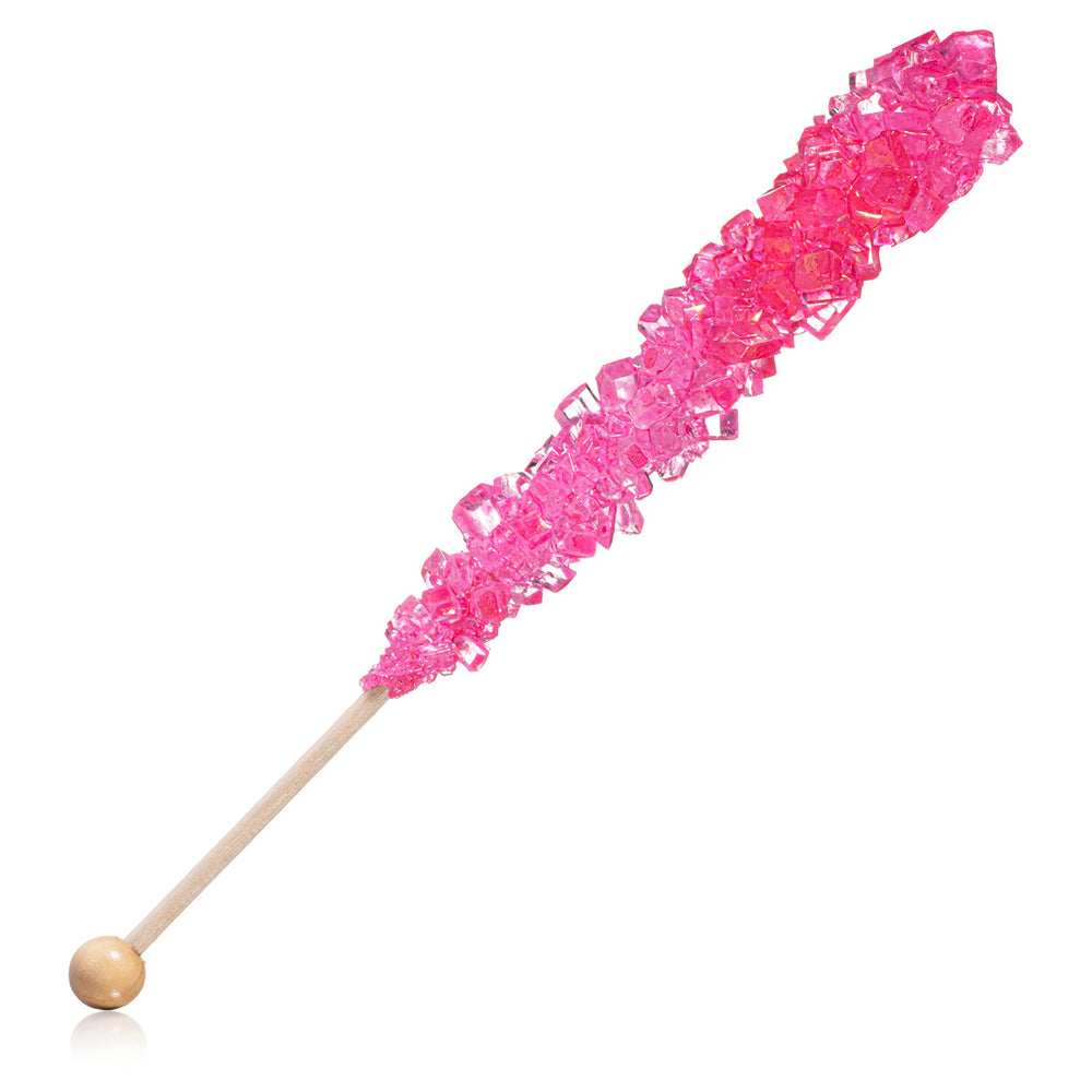 Candy Envy pink rock candy stick cherry, individually wrapped for easy sharing.