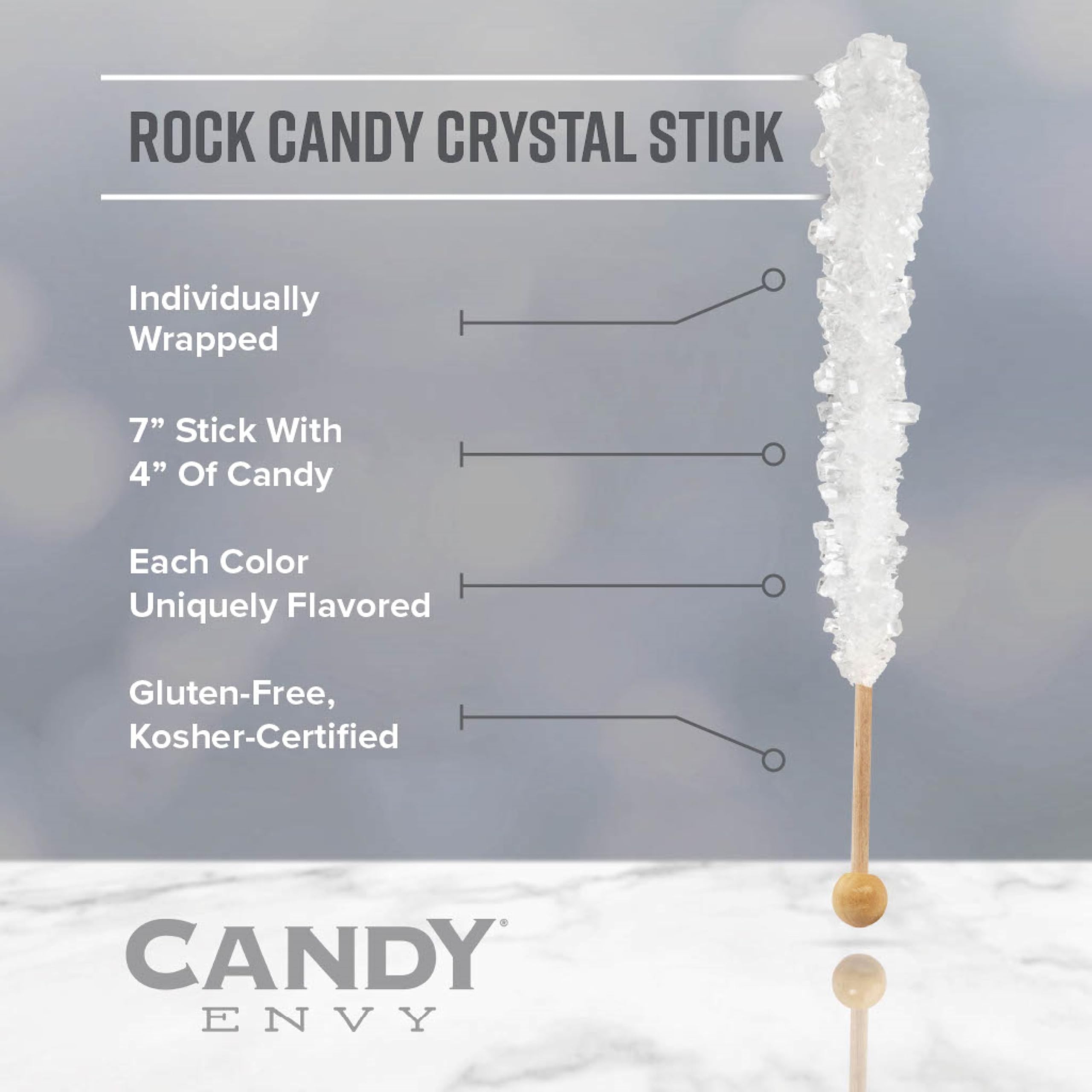Candy Envy pink rock candy stick cherry, long lasting sweetness for events.