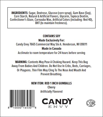 Candy Envy red 1-inch gumballs north-american-made ideal for gifts.