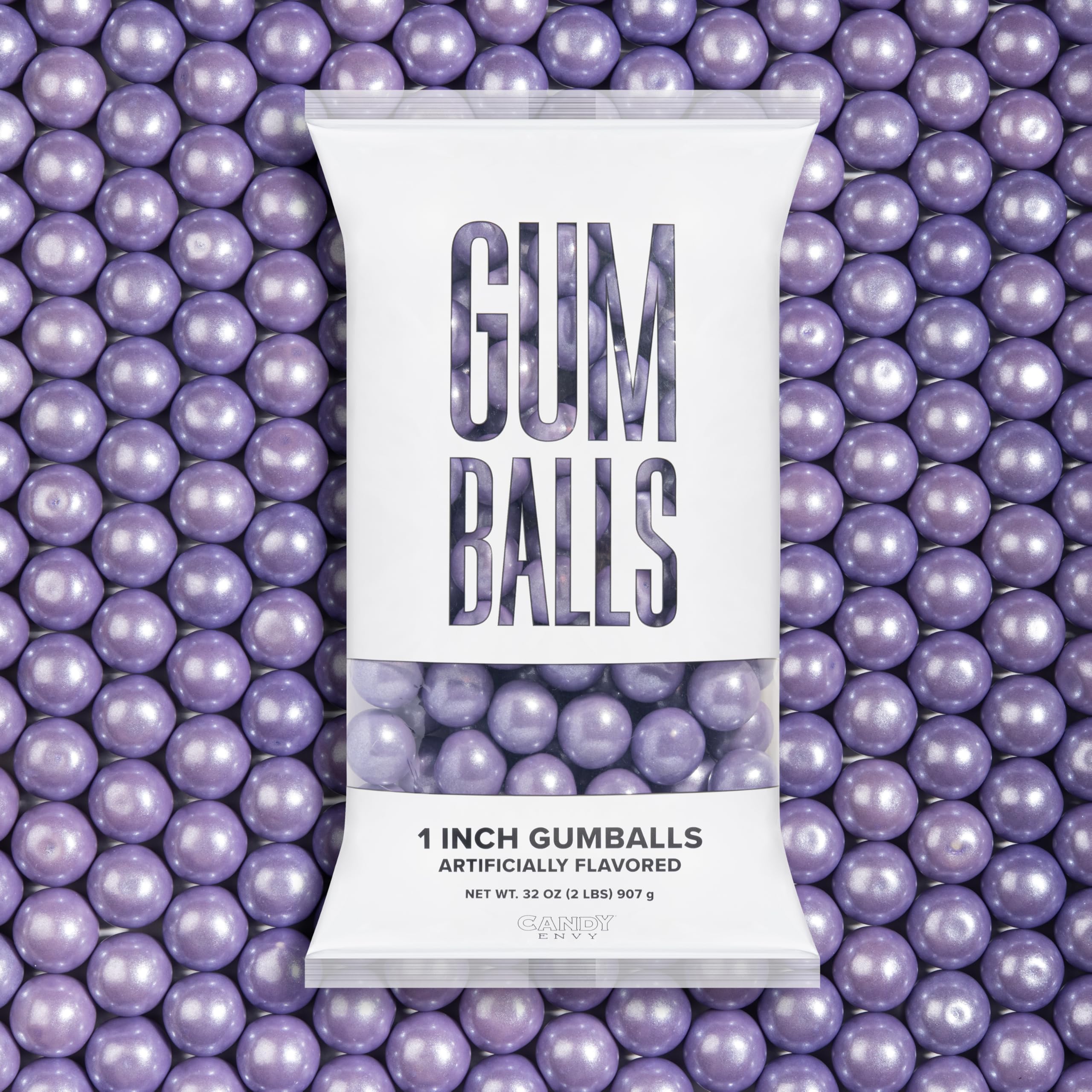 Candy Envy shimmer lavender gumballs pack shot highlighting vibrant color and bulk value