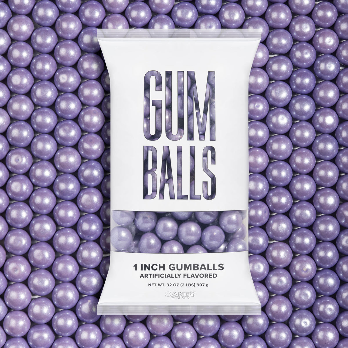Candy Envy shimmer lavender gumballs pack shot highlighting vibrant color and bulk value