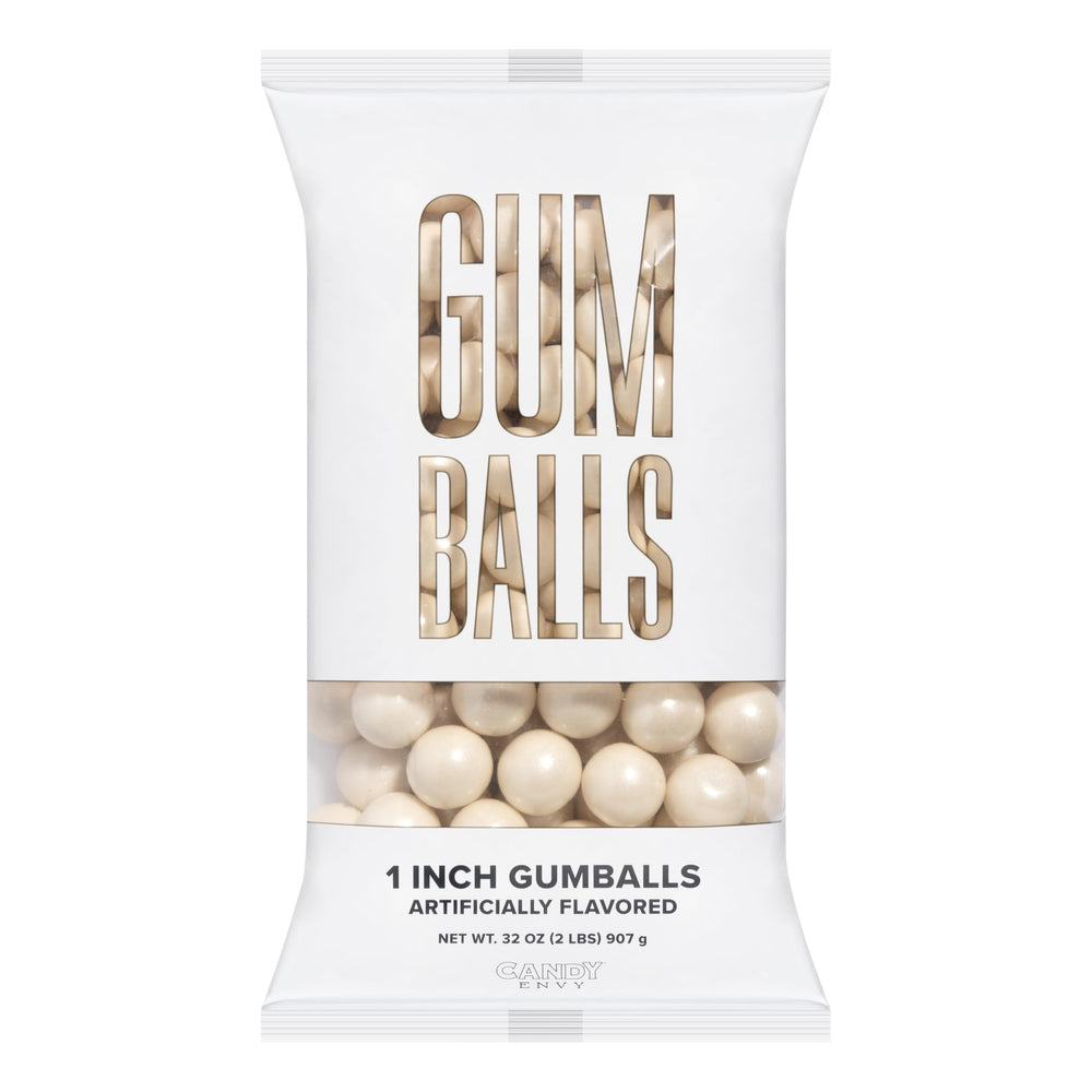 Candy Envy Shimmer White Gumballs North American made label on bag