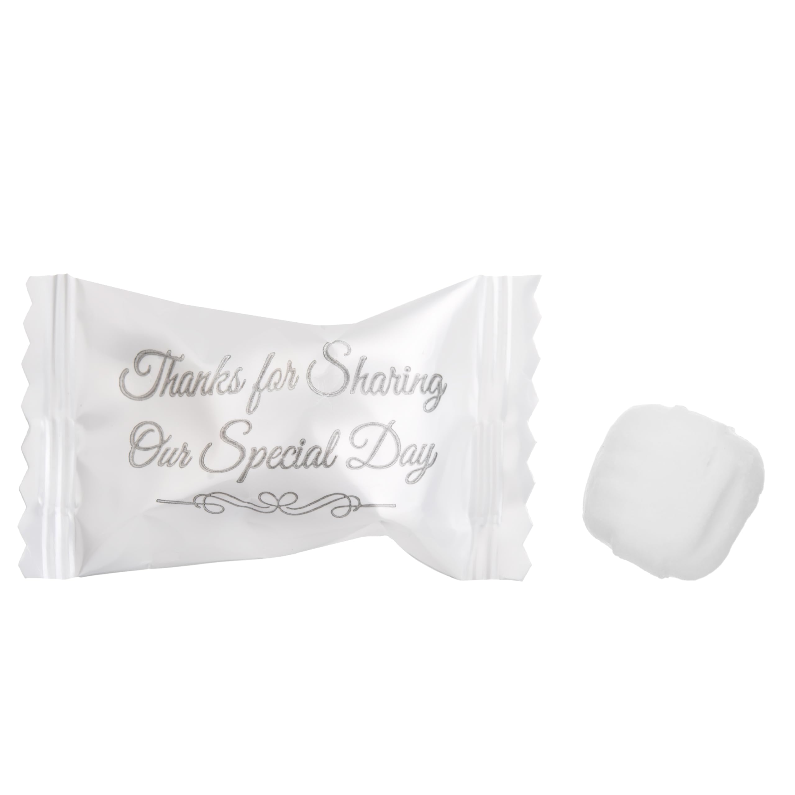 Printed wrapper reads Thank You for Sharing our Special Day on each mint.