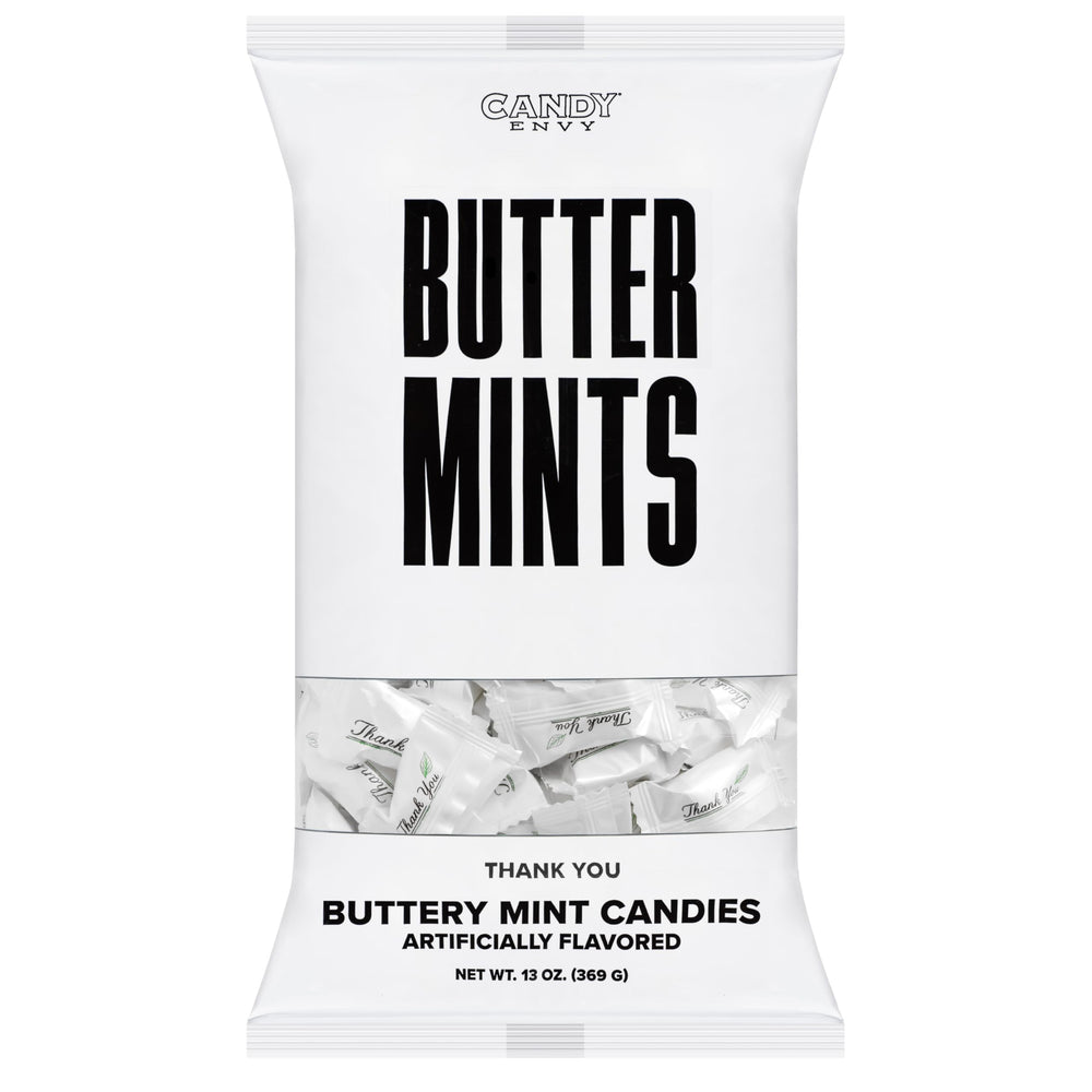 Candy Envy thank you mints on dessert table during celebrations
