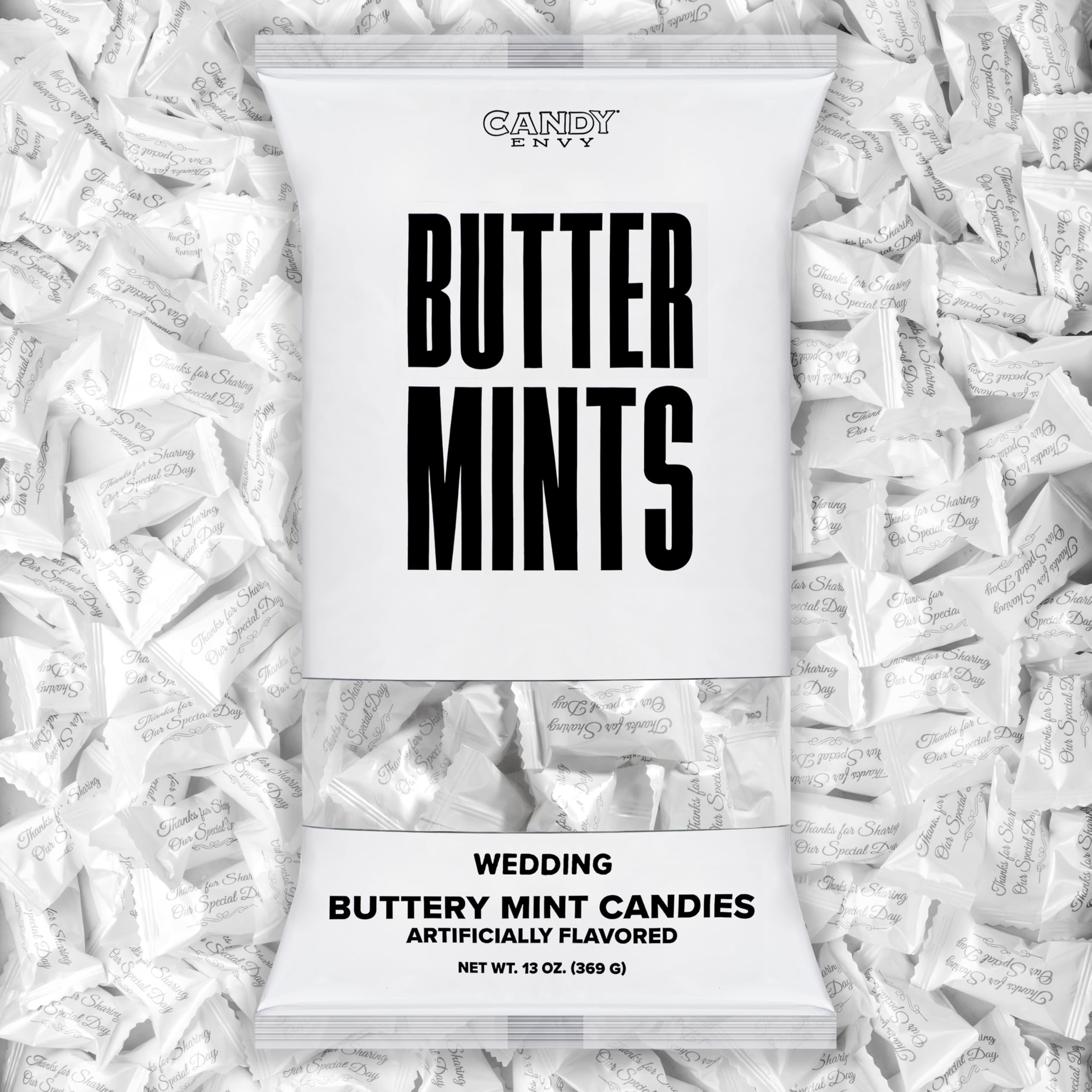 Candy Envy wedding buttermints in a 13 oz bag are ideal wedding favors.