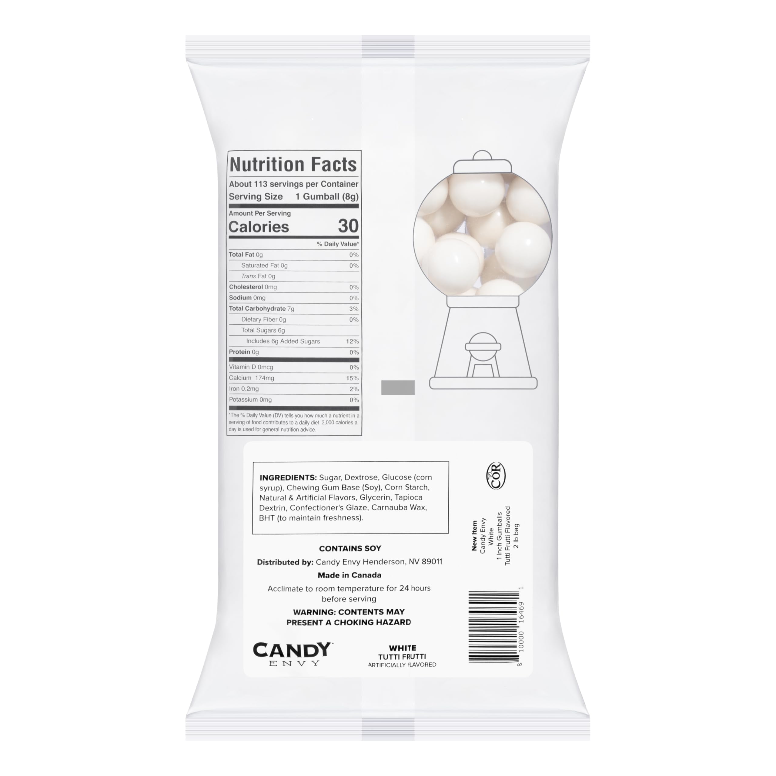 Party ready Candy Envy white gumballs for weddings and celebrations