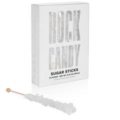Candy Envy White Rock Candy Stick with clear wrap, ideal party favor.