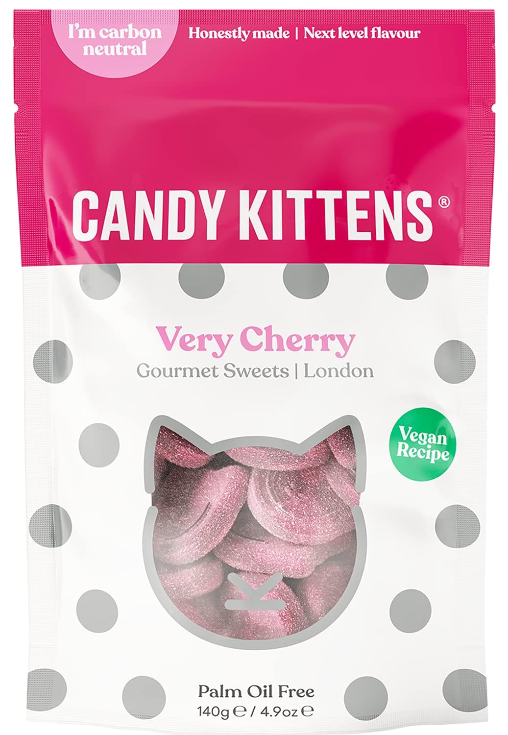 Candy Kittens Very Cherry packaging designed for quick, portable snacking anywhere.