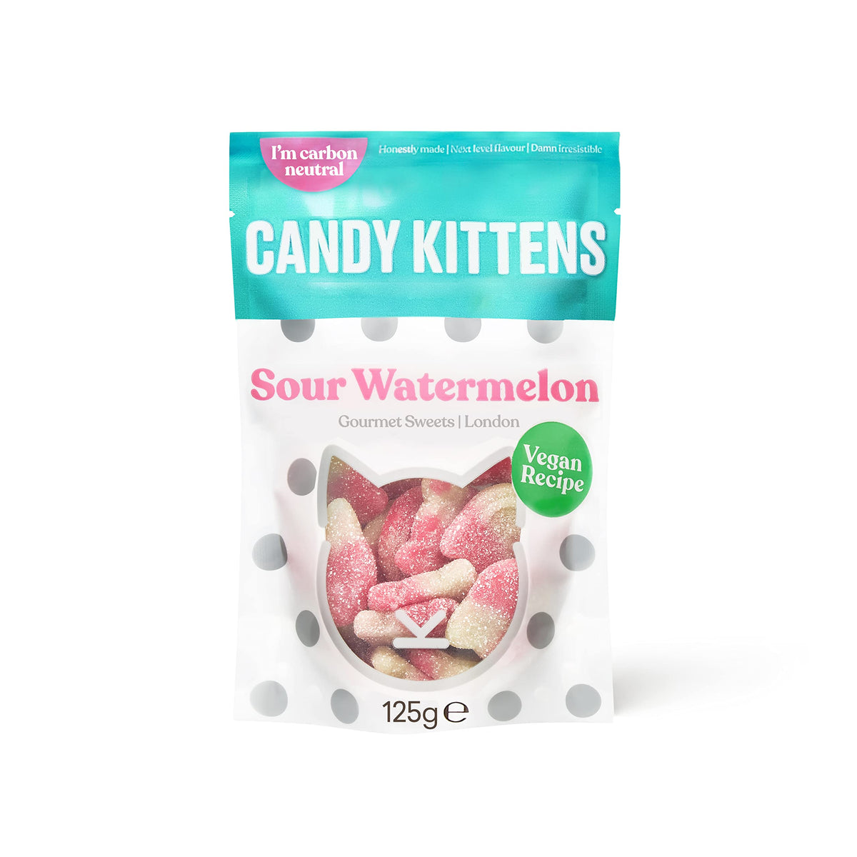 Candy Kittens Sour Watermelon two-pack front view, tangy and chewy snack for sharing.