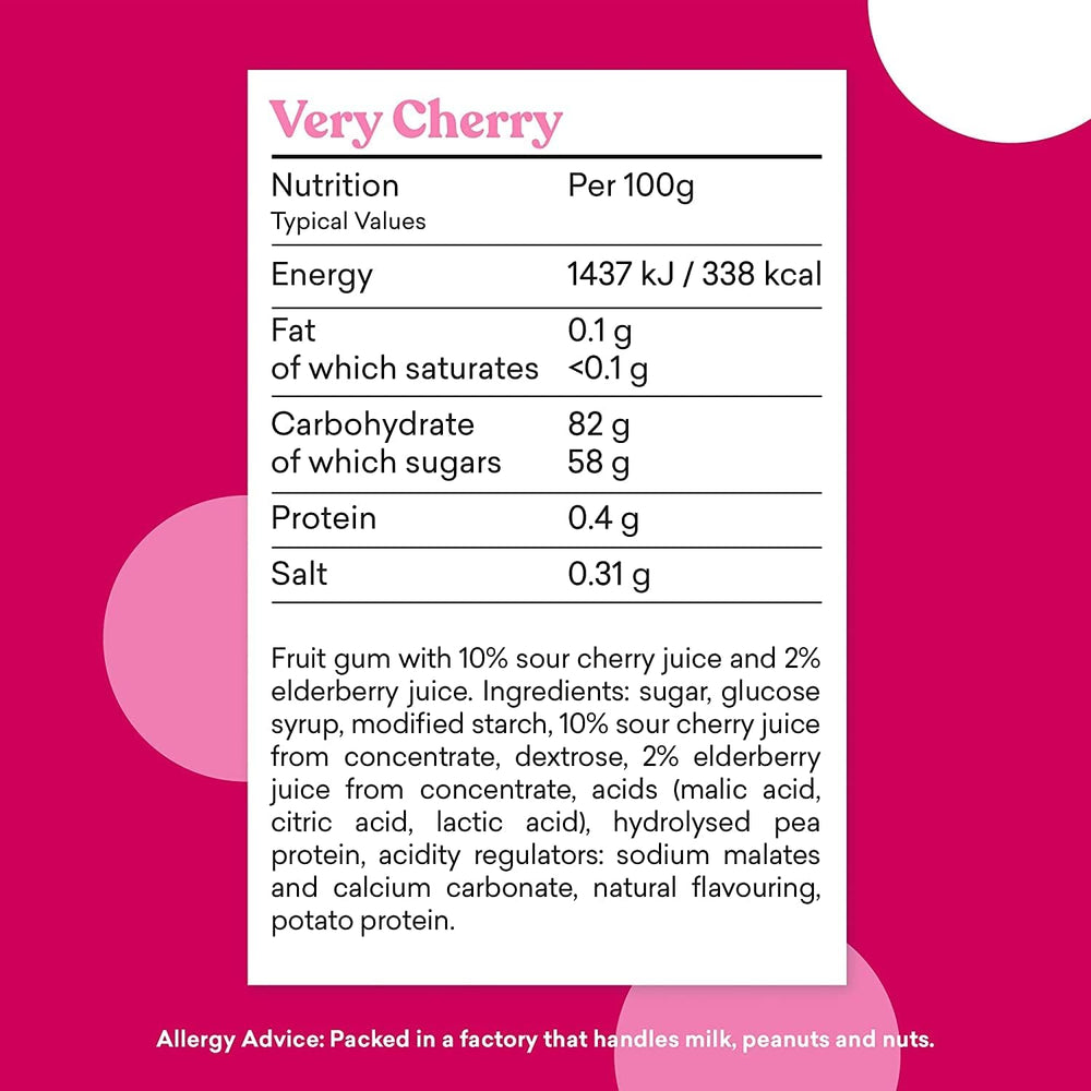 Candy Kittens Very Cherry gummies with bright red color and tart-sweet cherry taste.
