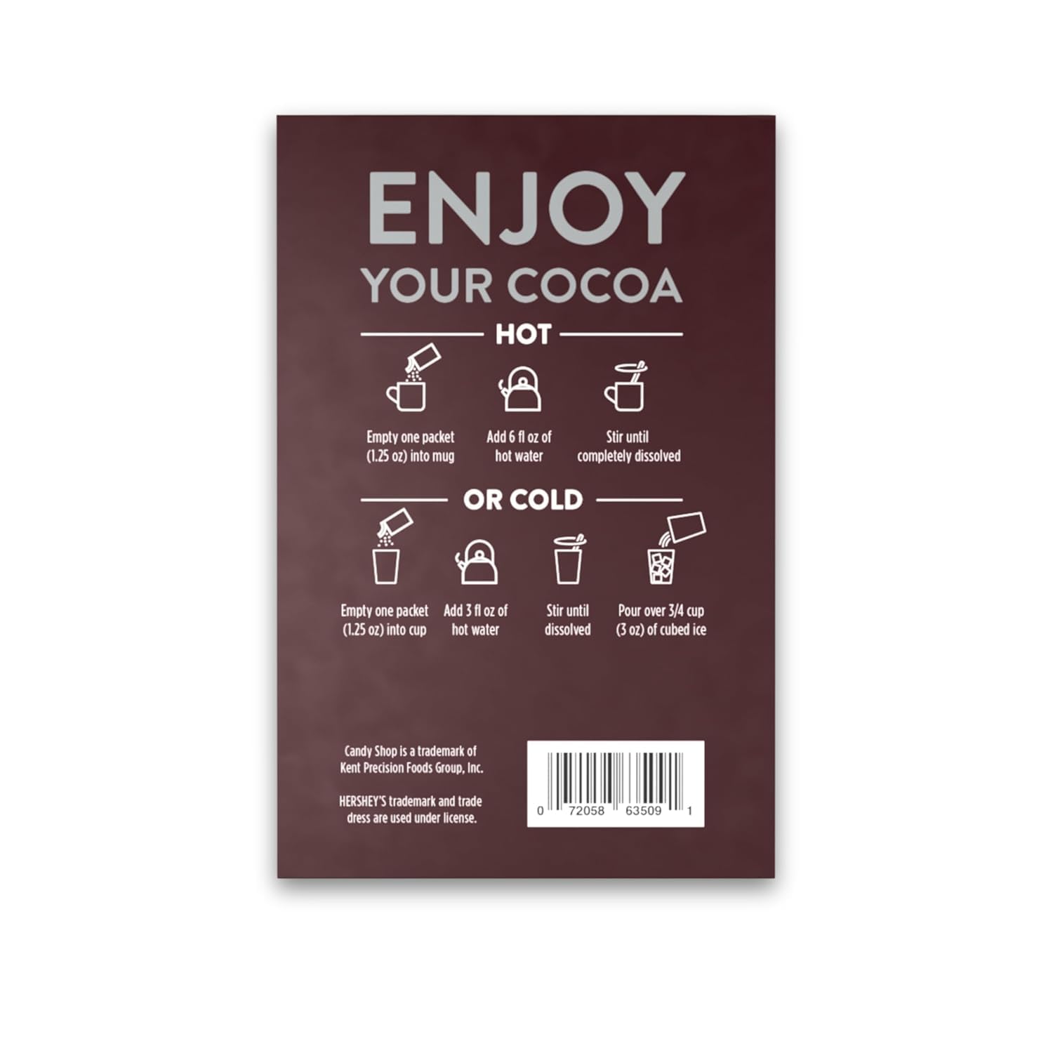 Candy Shop Cocoa dairy certification closeup communicates trusted milk-based cocoa.