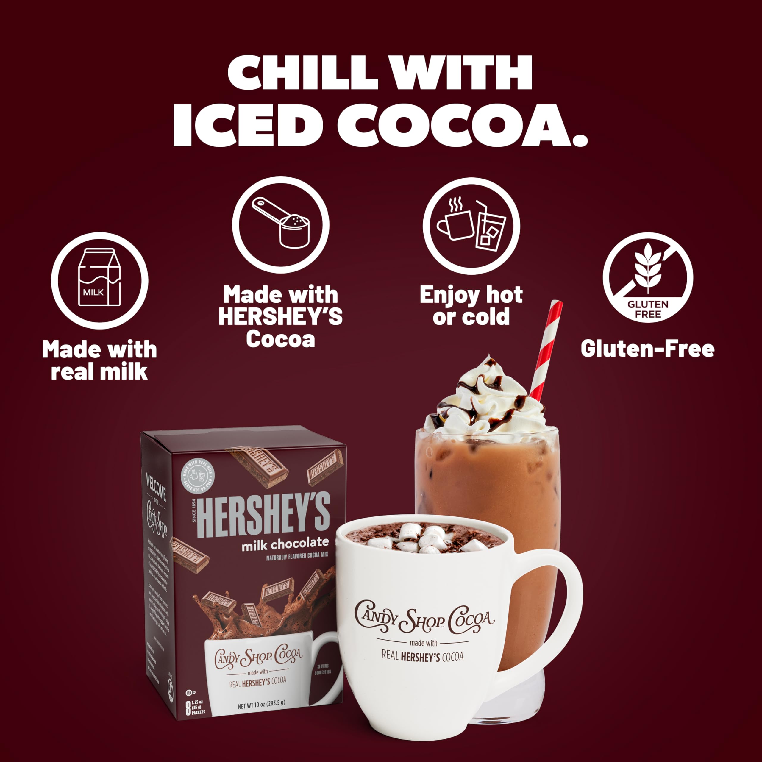 Candy Shop Cocoa label closeup showcasing gluten-free and kosher dairy certification.