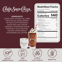 Candy Shop Cocoa packets closeup emphasizing convenient single-serving sachets.