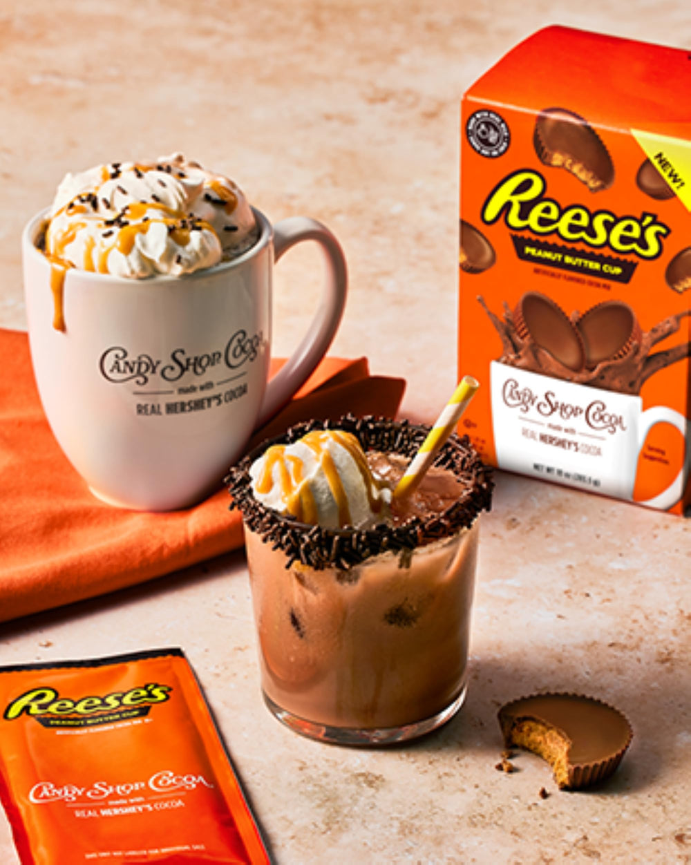 Candy Shop Cocoa Reese's ready to dissolve mix in cup for quick cocoa