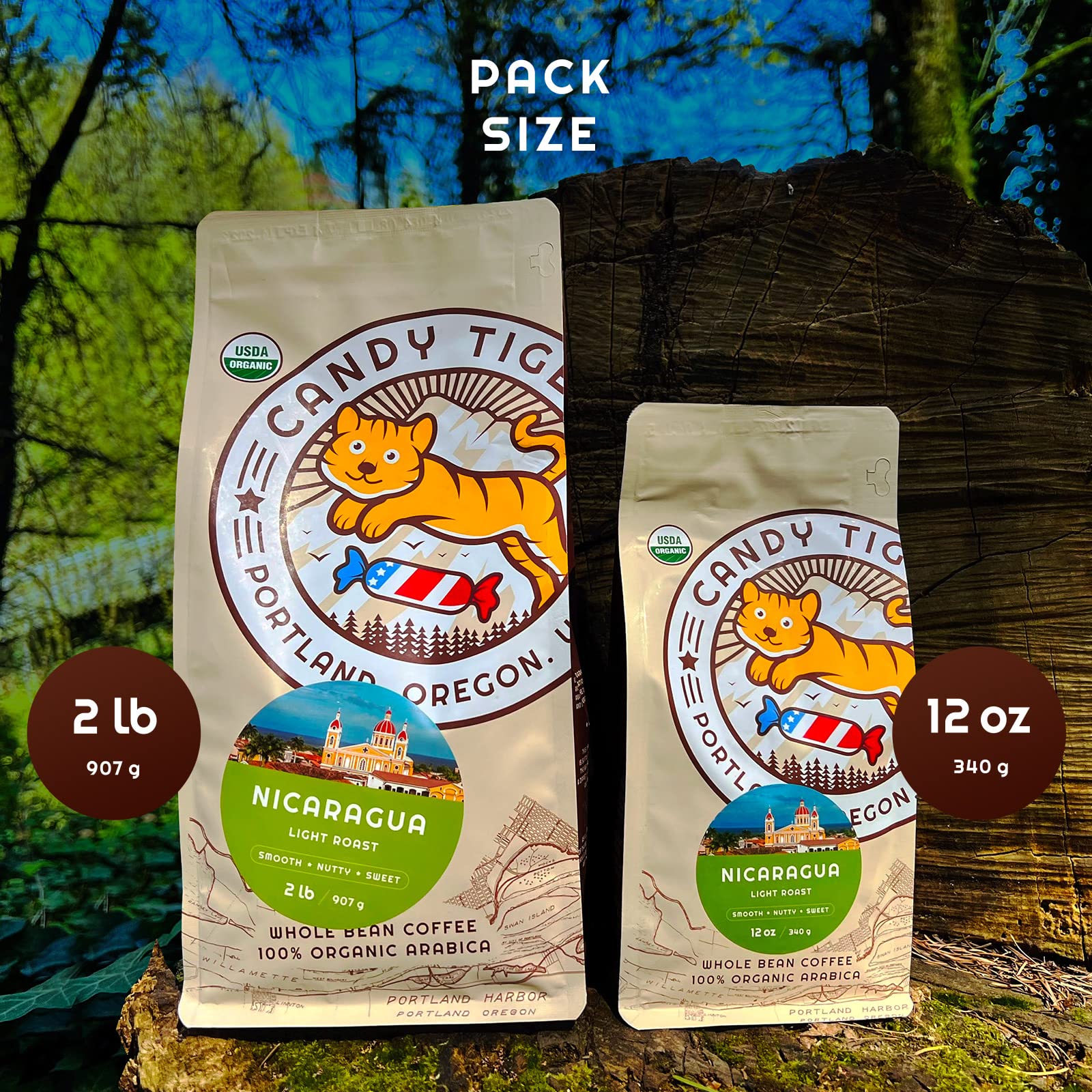 Candy Tiger Gourmet Coffee bag, premium packaging signals quality
