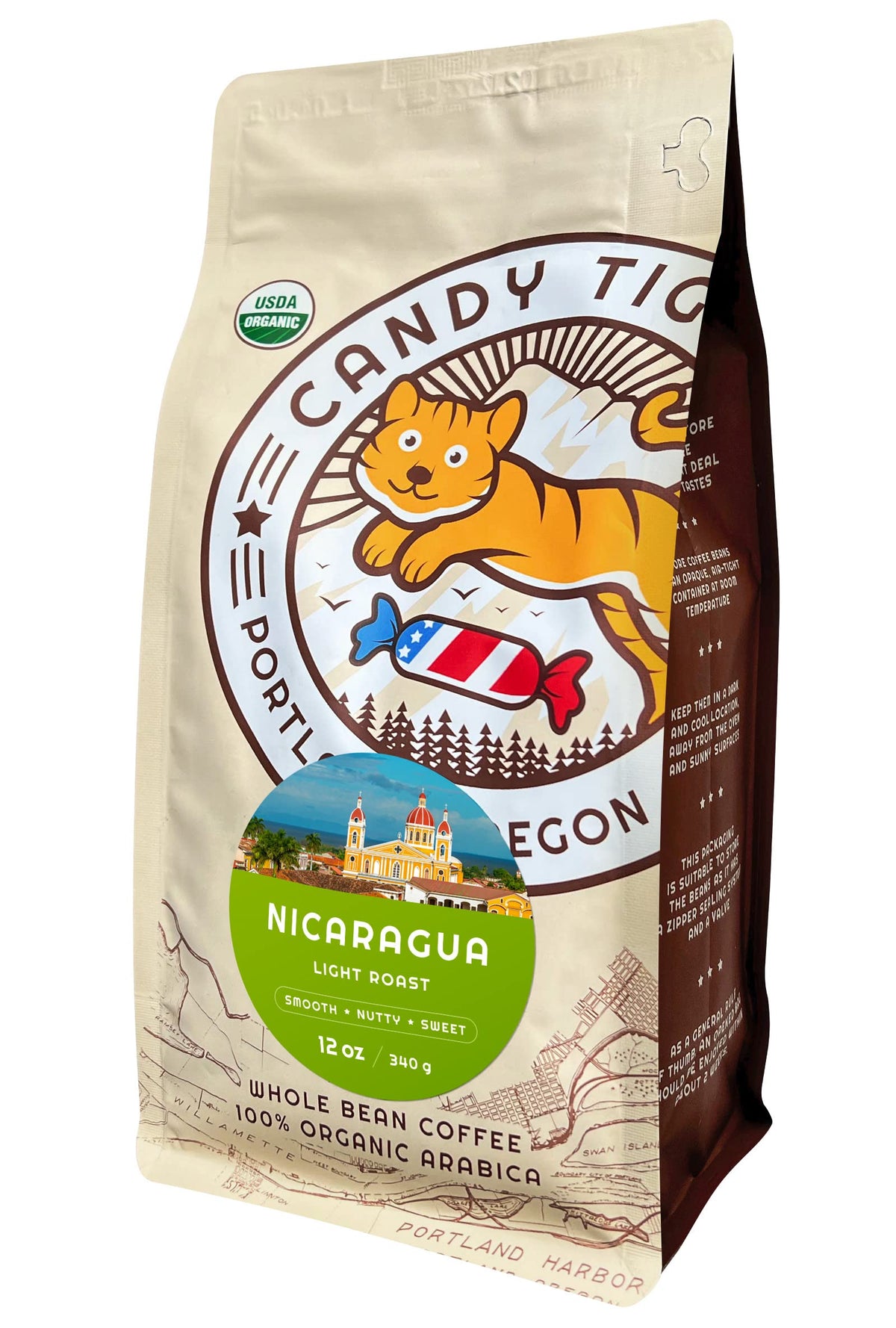 Candy Tiger Whole Bean Coffee with fresh aroma ready to grind