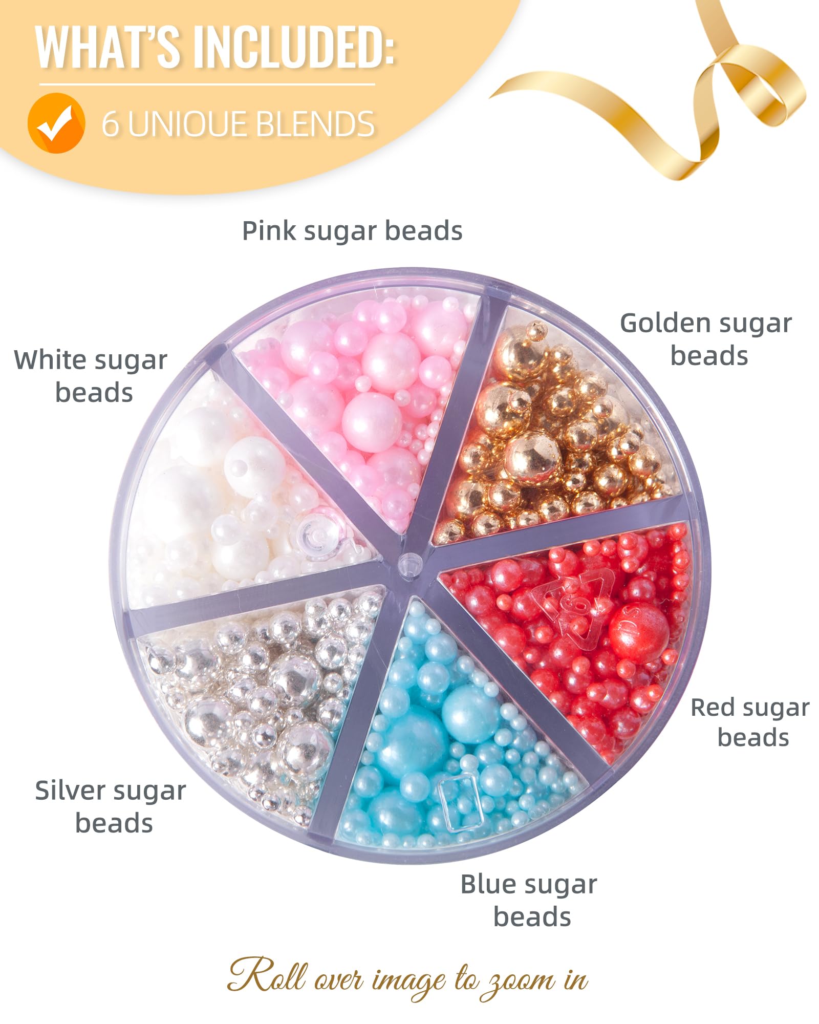 CandyHaven Easter Sprinkles pearls 1mm-4mm detail emphasizes tiny to bold pearl accents on desserts.