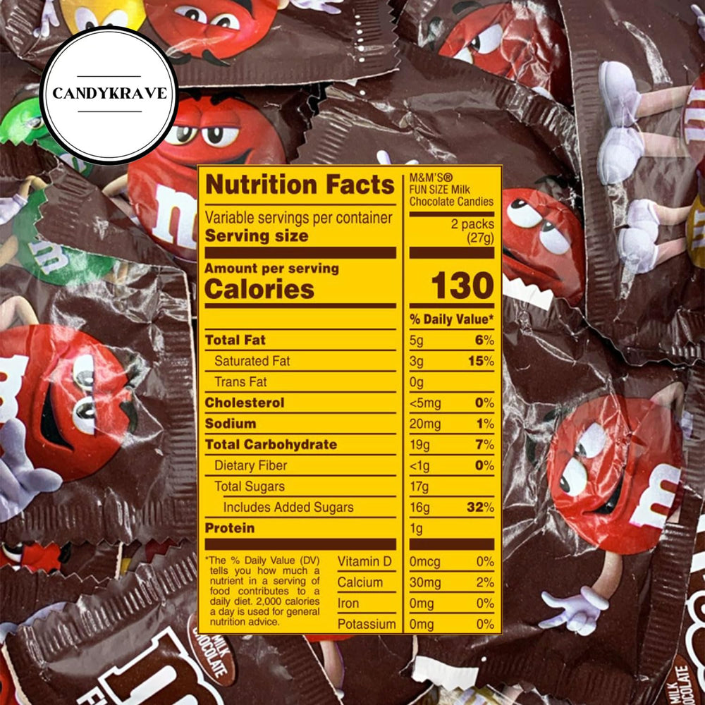 CandyKrave M&M's Milk Chocolate Candy individually wrapped for freshness on the go