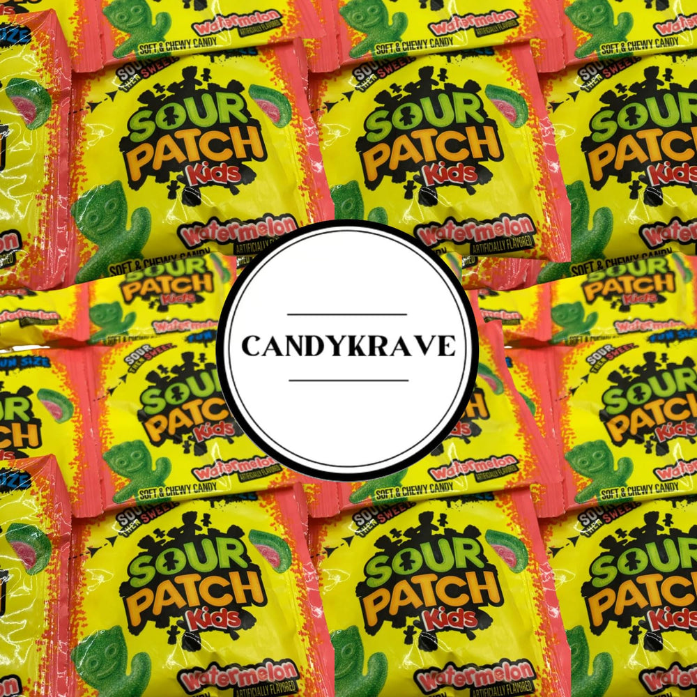 CandyKrave SourPatch Kids Watermelon piece closeup highlights chewy tangy richness.