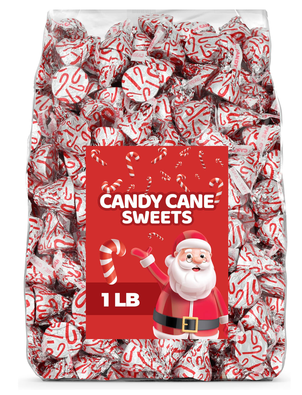 Candylish Christmas Candy Cane Chocolate 1lb wraps, festive peppermint bite for stockings and parties