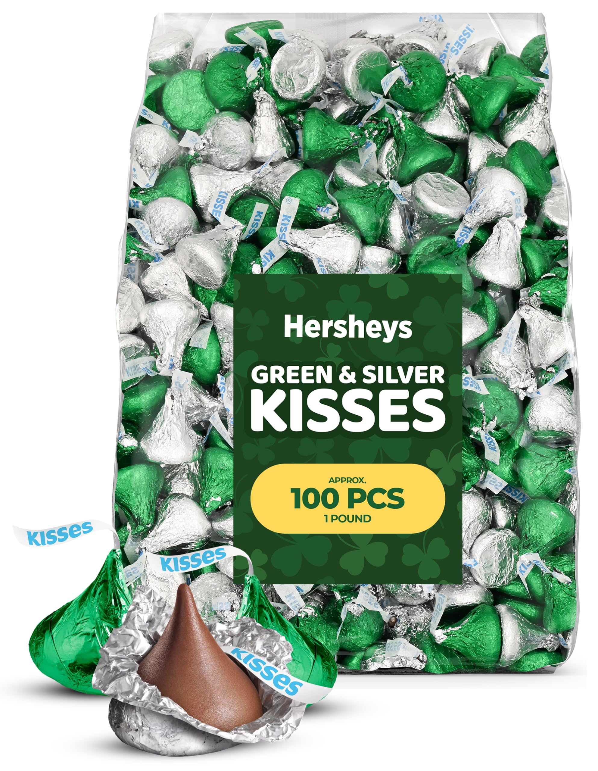 Candylish green and silver foil wrapped milk chocolate, ideal for elegant party favors and candy buffets.
