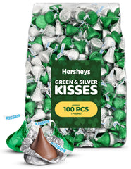 Candylish green and silver foil wrapped milk chocolate, ideal for elegant party favors and candy buffets.