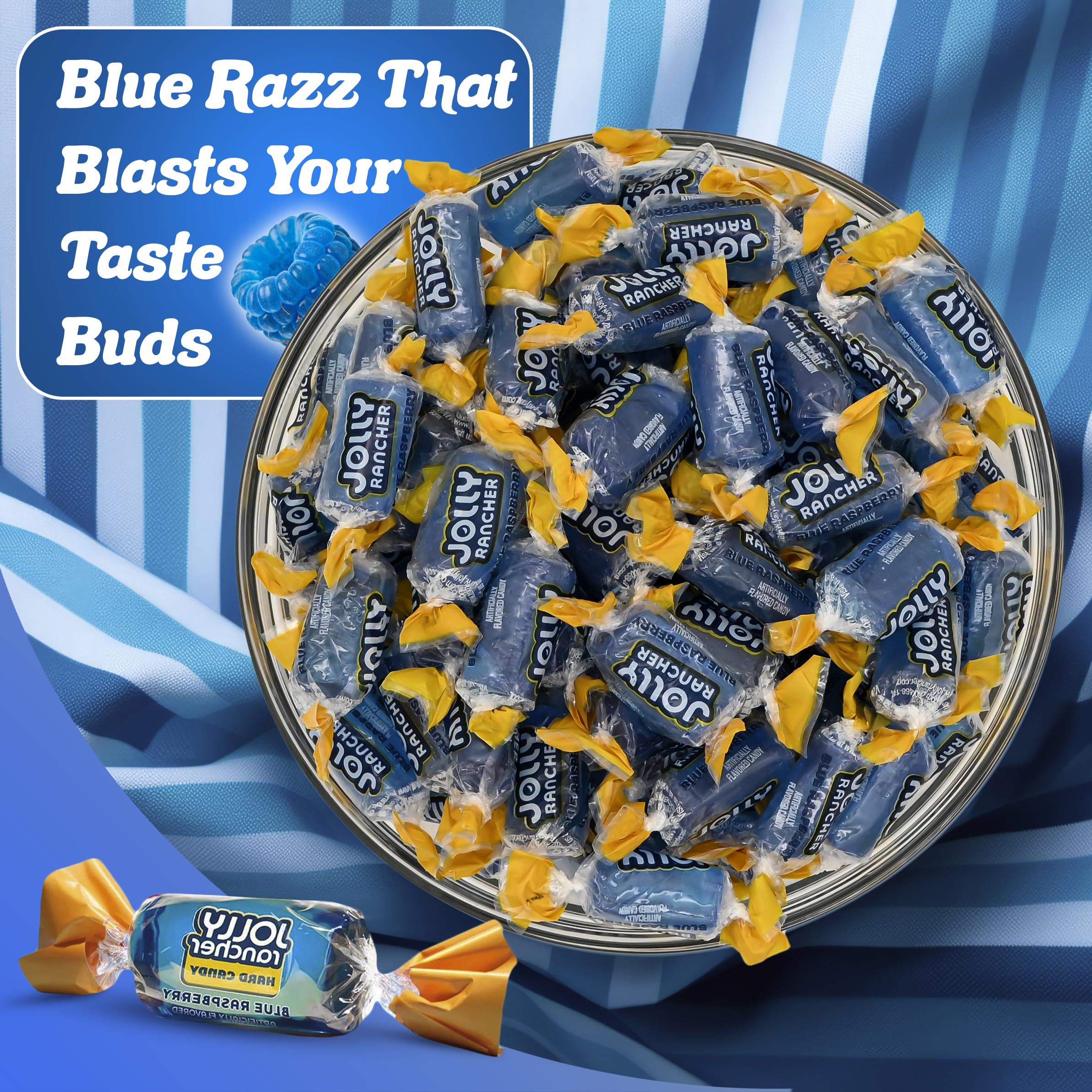 Candylish Blue Raspberry treats in office bowls, convenient for quick rewards.