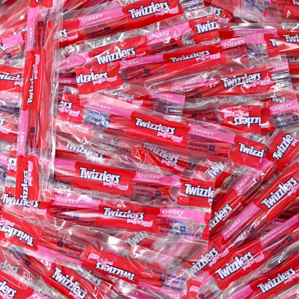 Packaging display of Candylish Twizlers Pull 'n' Peel cherry candy
